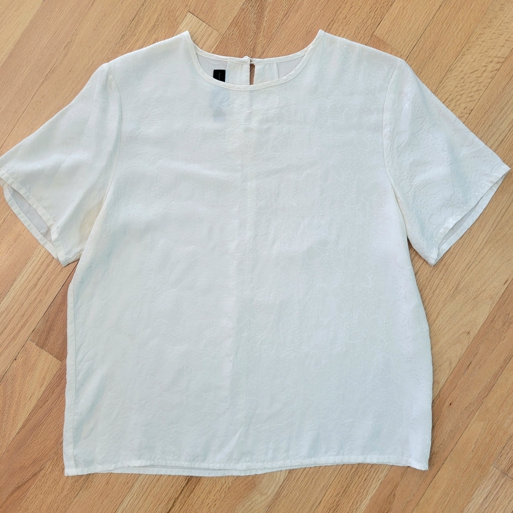 VTG 100% Silk White Cream Floral Daisy Top by Laura & Jayne Silk Collection Sz S